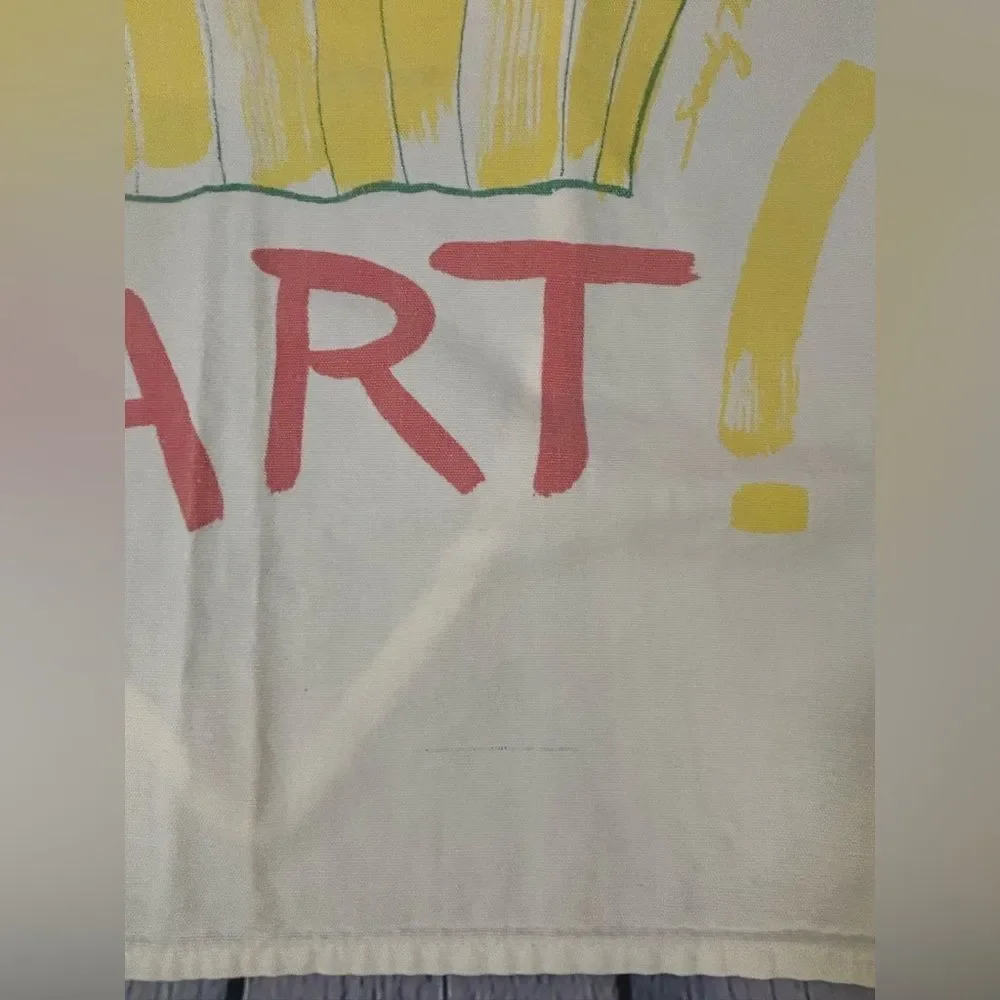 VINTAGE Pink Yellow Sandy Tarr Artist Pop Art Graphic Retro Holiday TART Apron